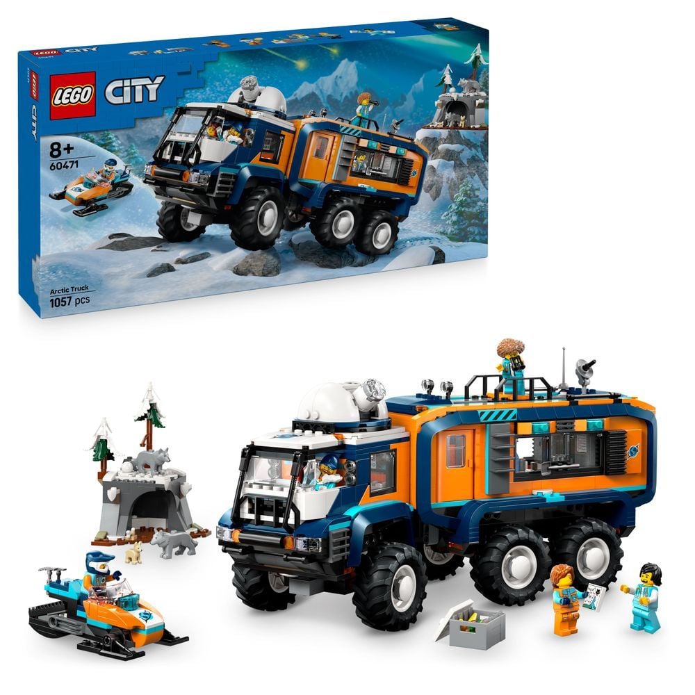 LEGO City Arktis-Truck 60471 mit Forschungslabor, Schneemobil und Polarwölfen