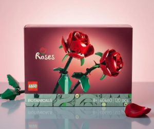 LEGO Rosen 40460 mit zwei roten Blüten und grünen Blättern
