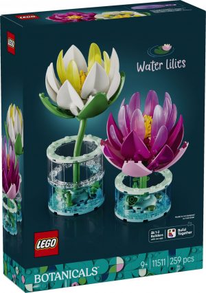 LEGO Seerosen 11511 mit weißer und rosa Blüte in transparent-blauen Vasen
