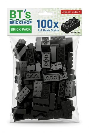LEGO Brick Pack schwarz mit 100 originalen 2x4 Basissteinen in der Tüte