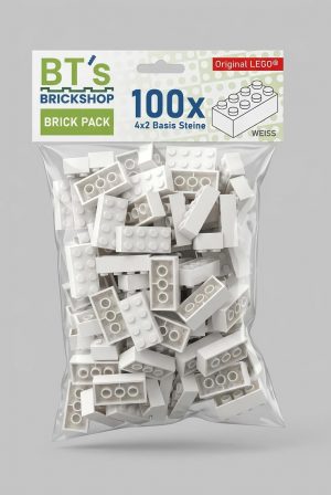 LEGO Brick Pack weiß mit 100 originalen 2x4 Basissteinen in der Tüte