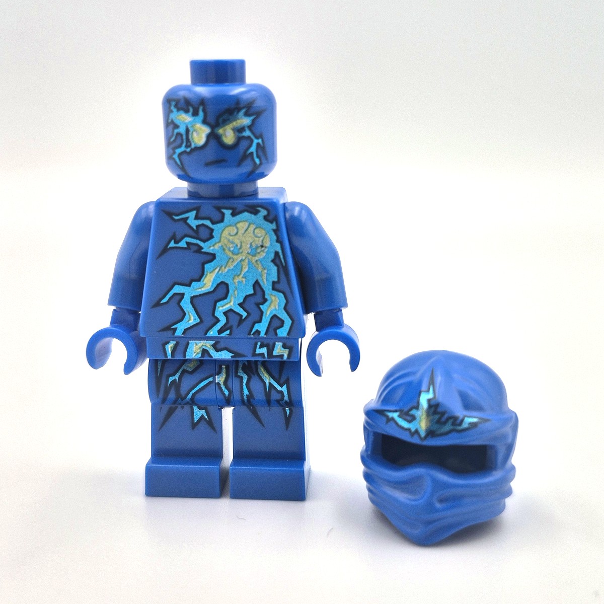 LEGO Jay NRG Minifigur njo0061 in Blau mit Blitzmuster und Ninja-Kopftuch